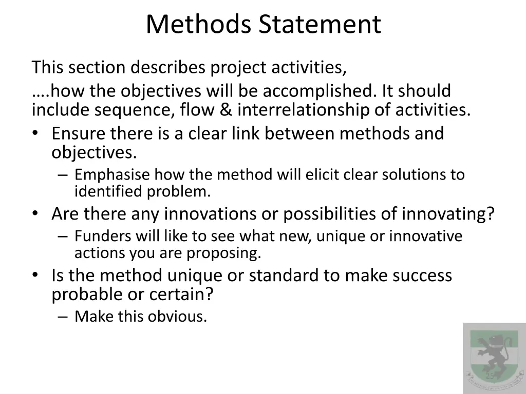 methods statement