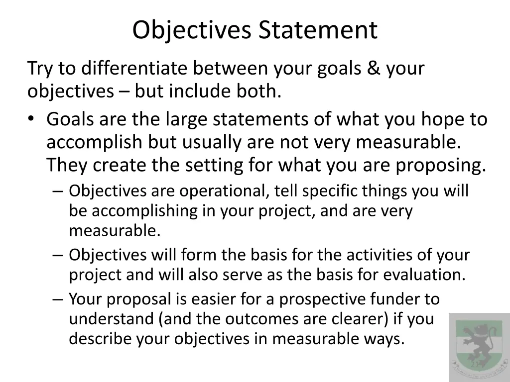 objectives statement
