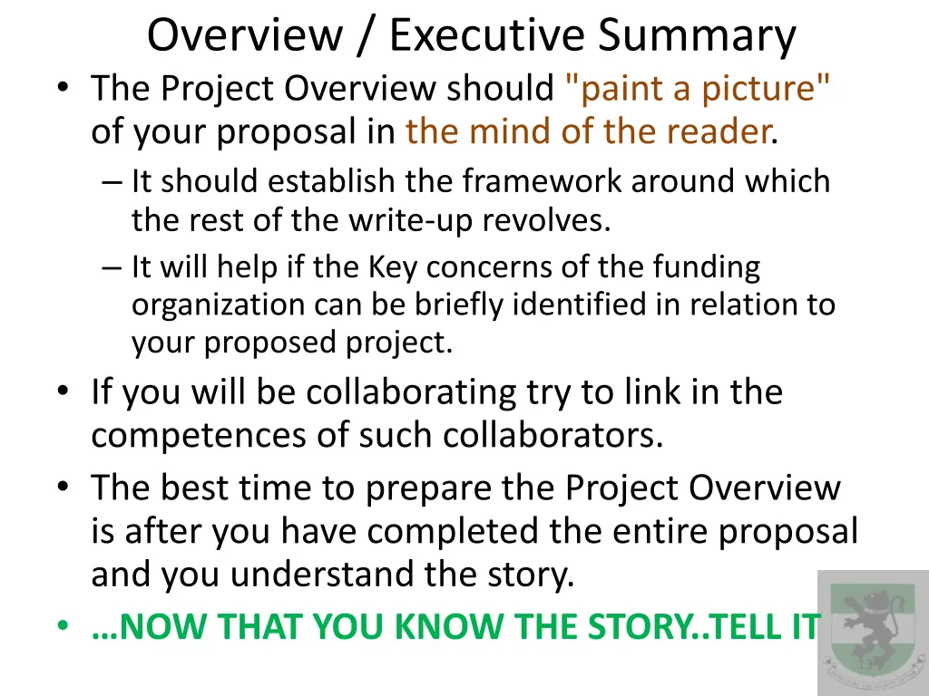 overview executive summary the project overview