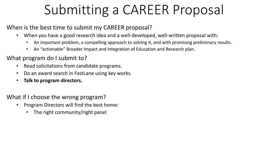submitting a career proposal