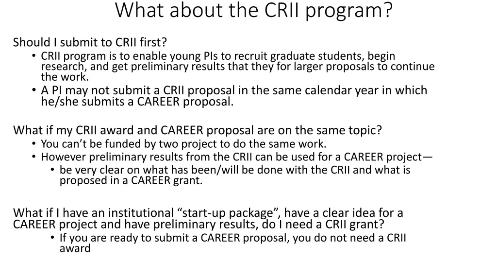 what about the crii program