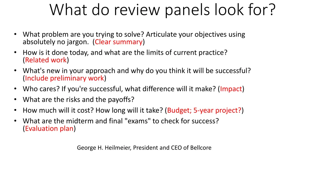 what do review panels look for
