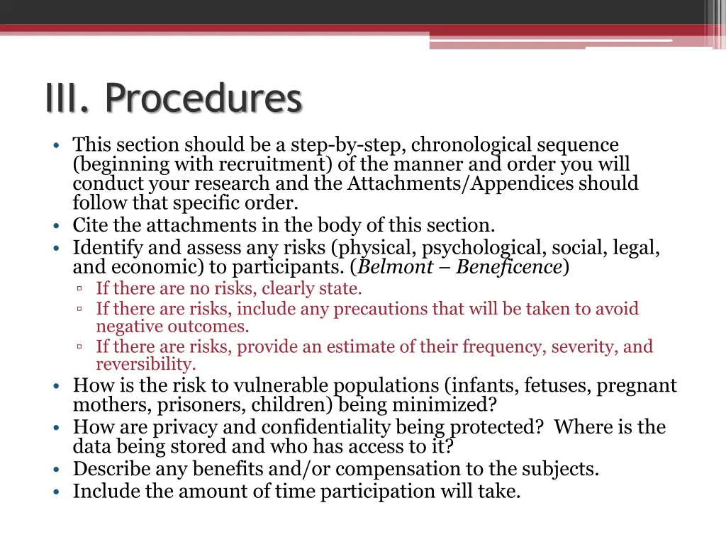 iii procedures