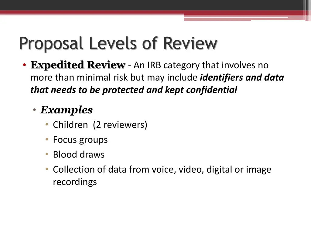 proposal levels of review 1