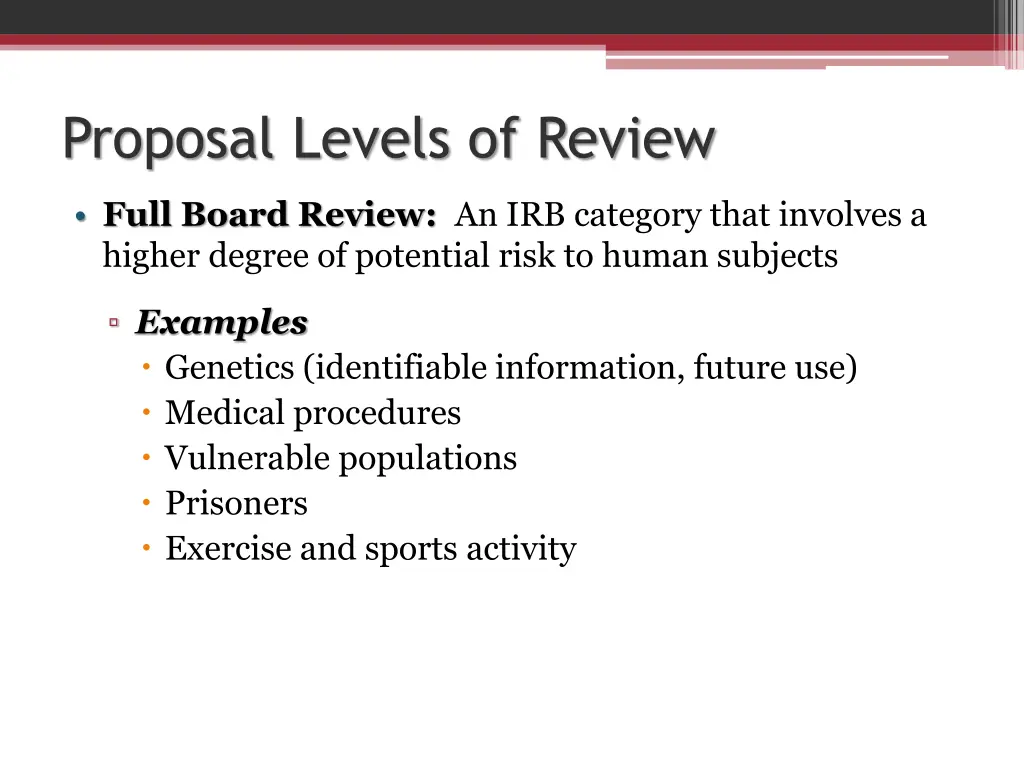 proposal levels of review 2