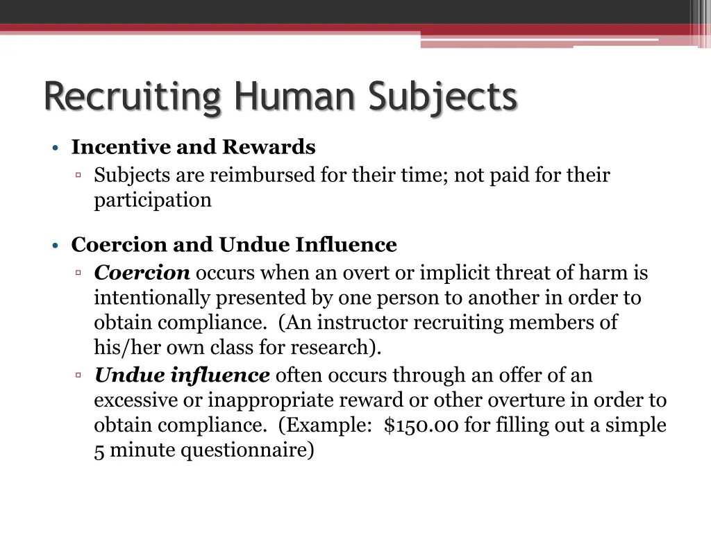 recruiting human subjects
