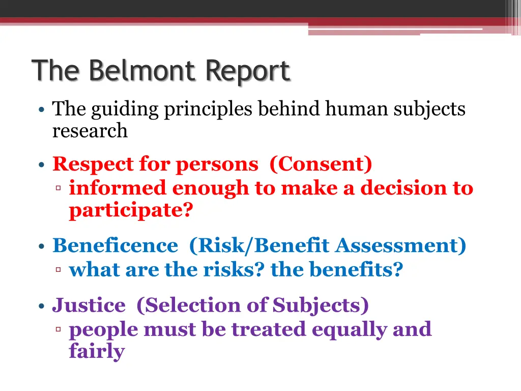 the belmont report the guiding principles behind