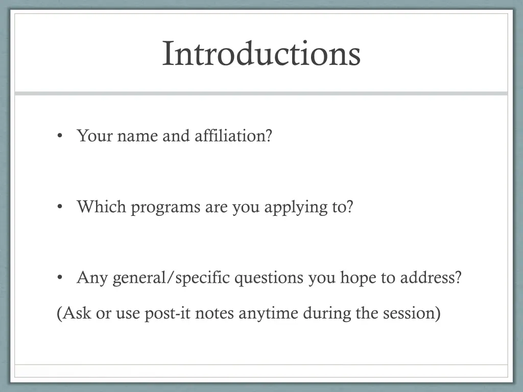introductions