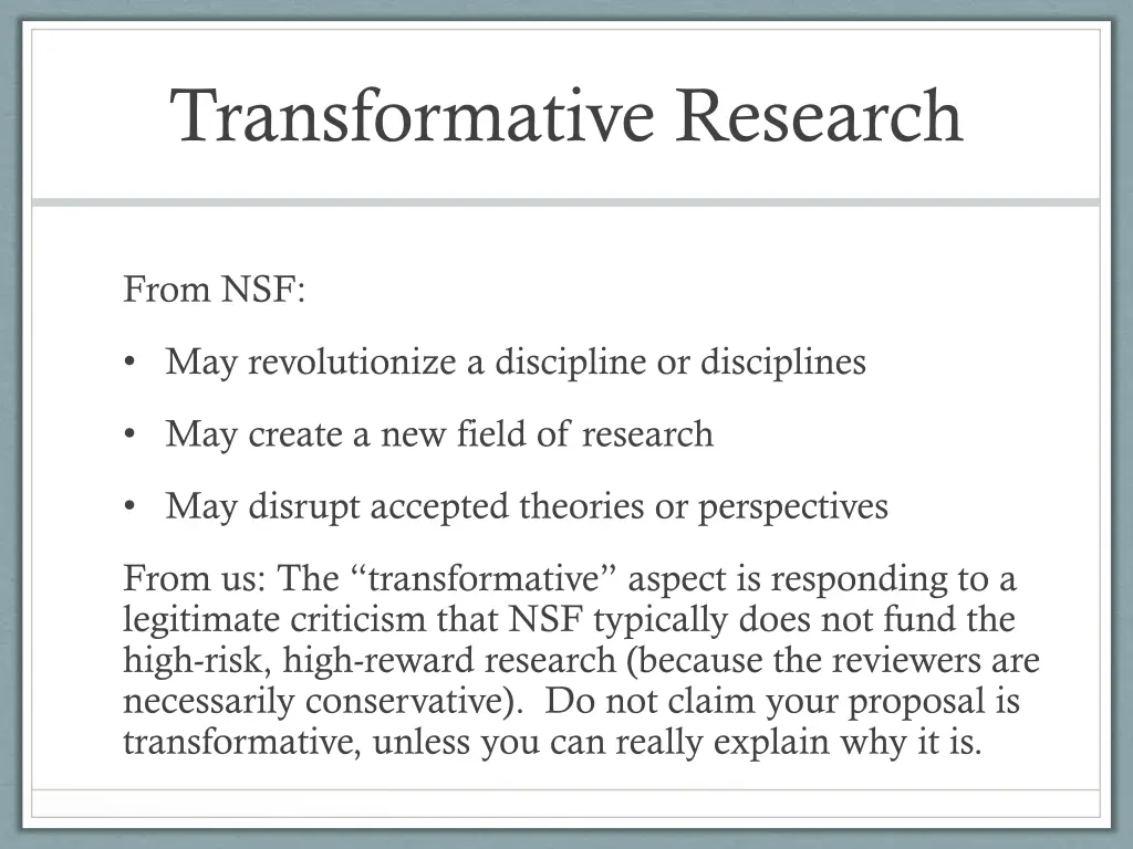 transformative research