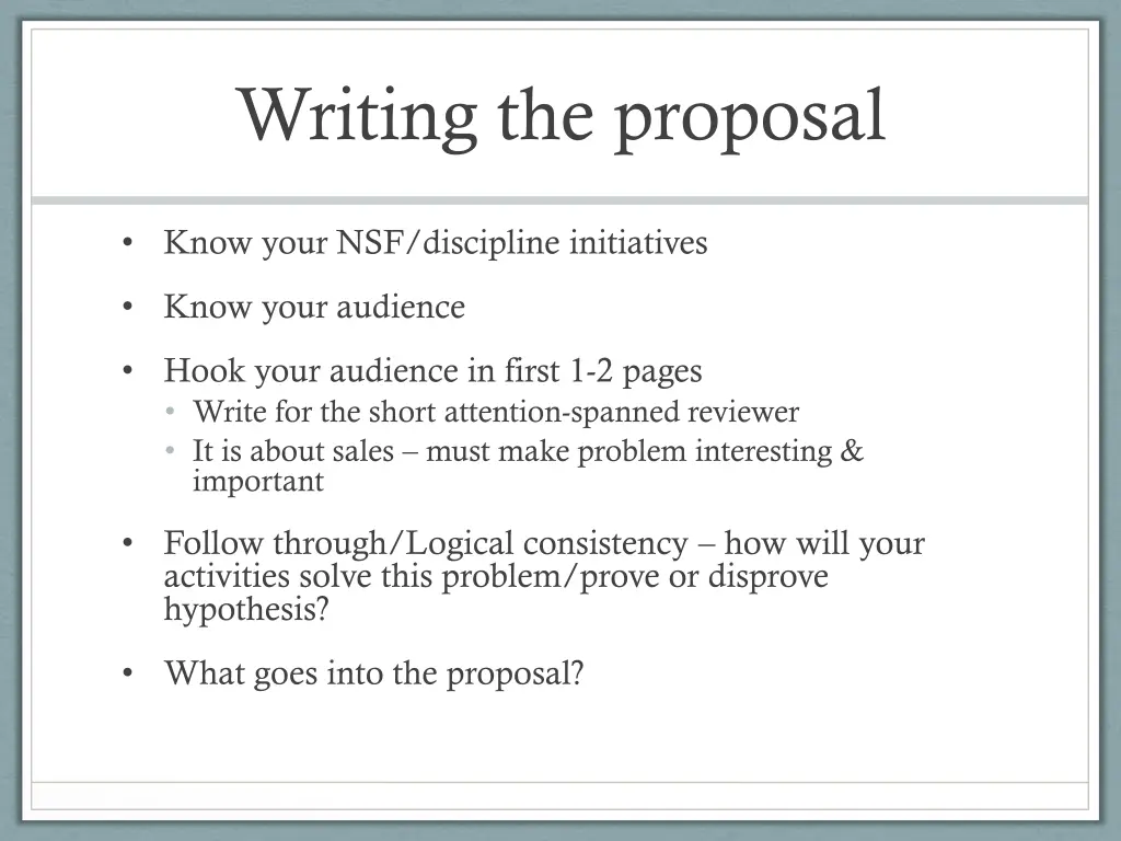 writing the proposal