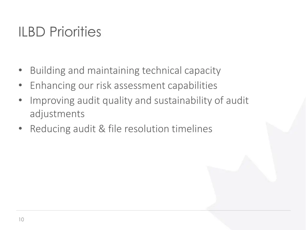 ilbd priorities