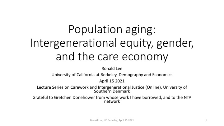 population aging intergenerational equity gender