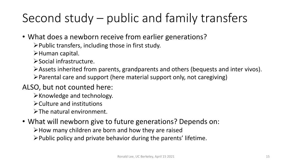 second study public and family transfers