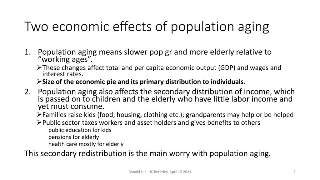 two economic effects of population aging
