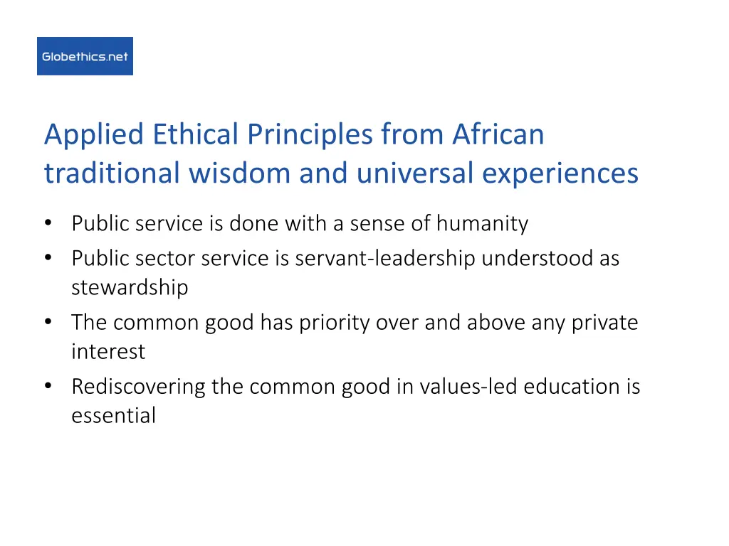applied ethical principles from african 1
