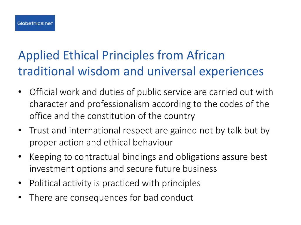 applied ethical principles from african 4