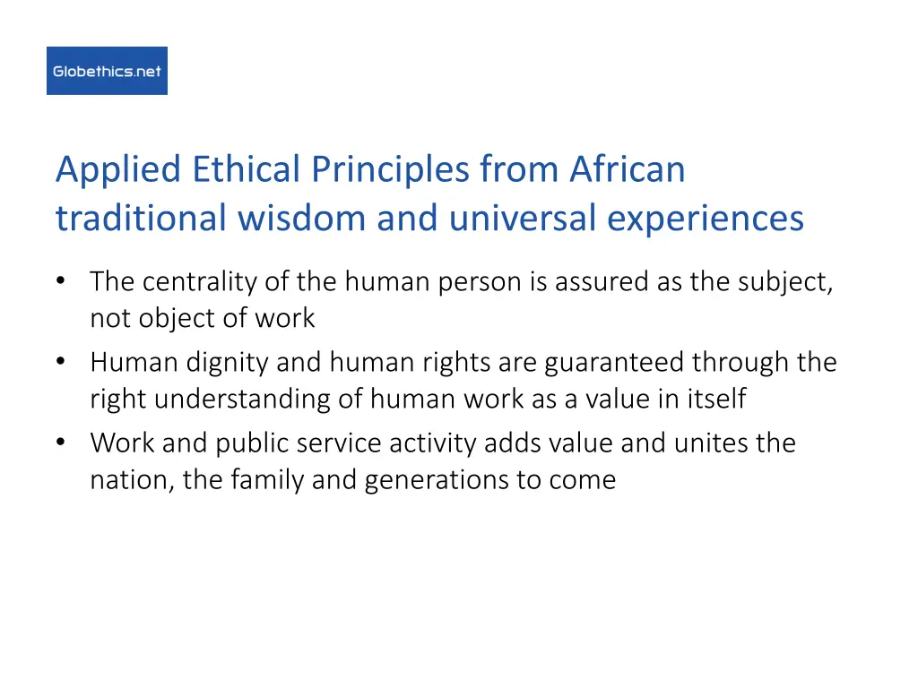 applied ethical principles from african