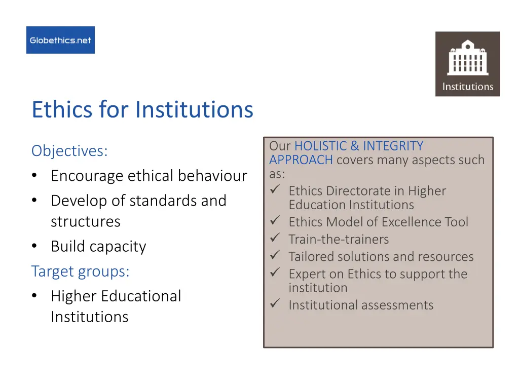 ethics for institutions