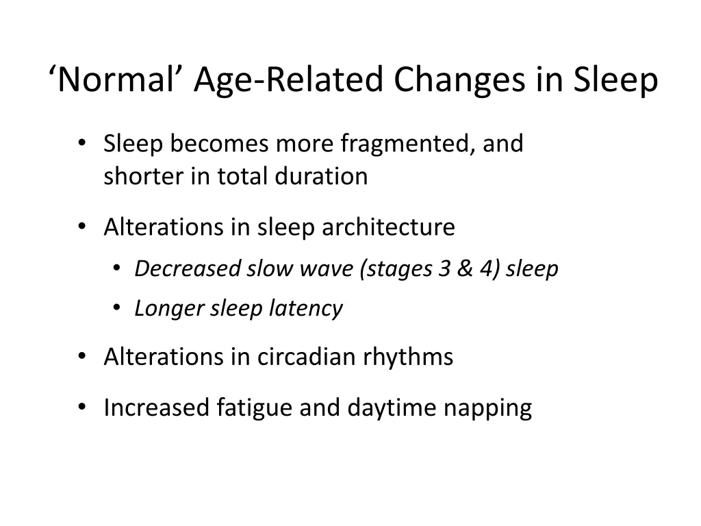 normal age related changes in sleep