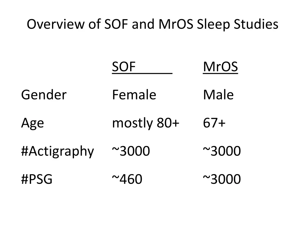 overview of sof and mros sleep studies