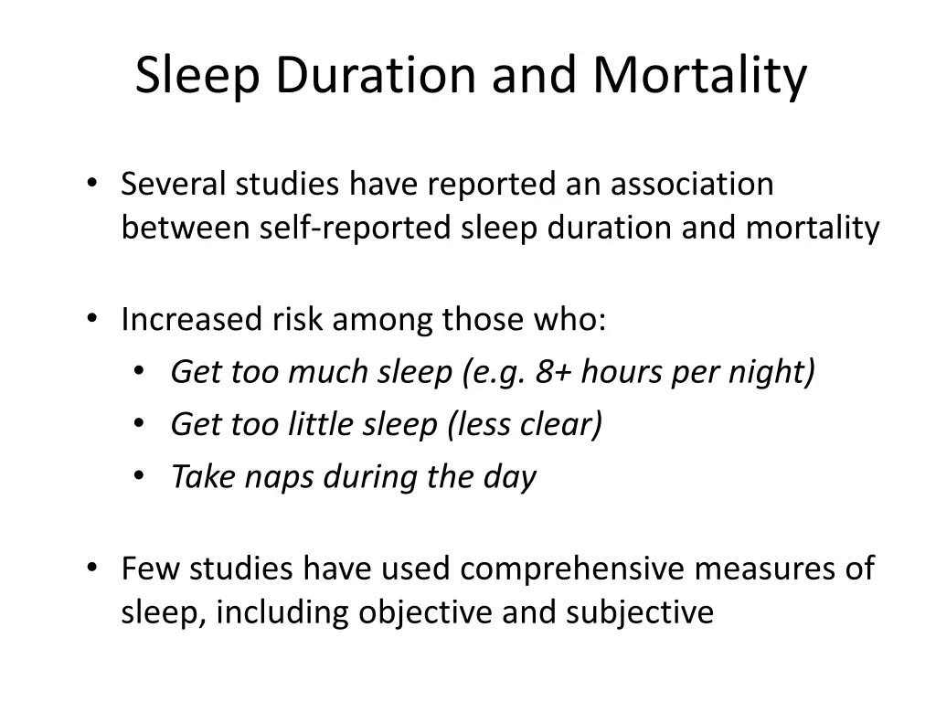 sleep duration and mortality