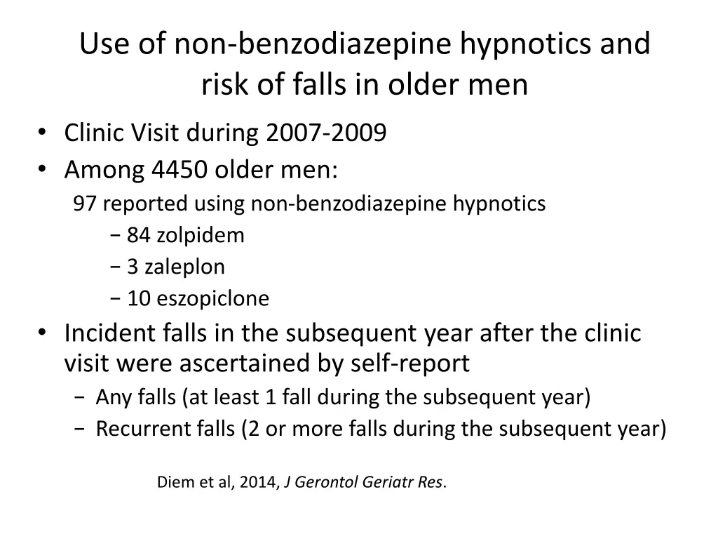 use of non benzodiazepine hypnotics and risk