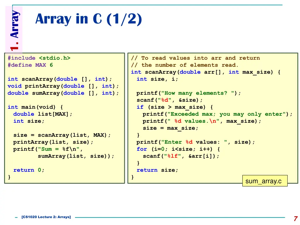 1 array 2