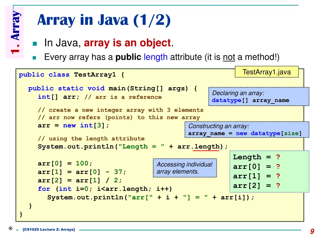 1 array 4