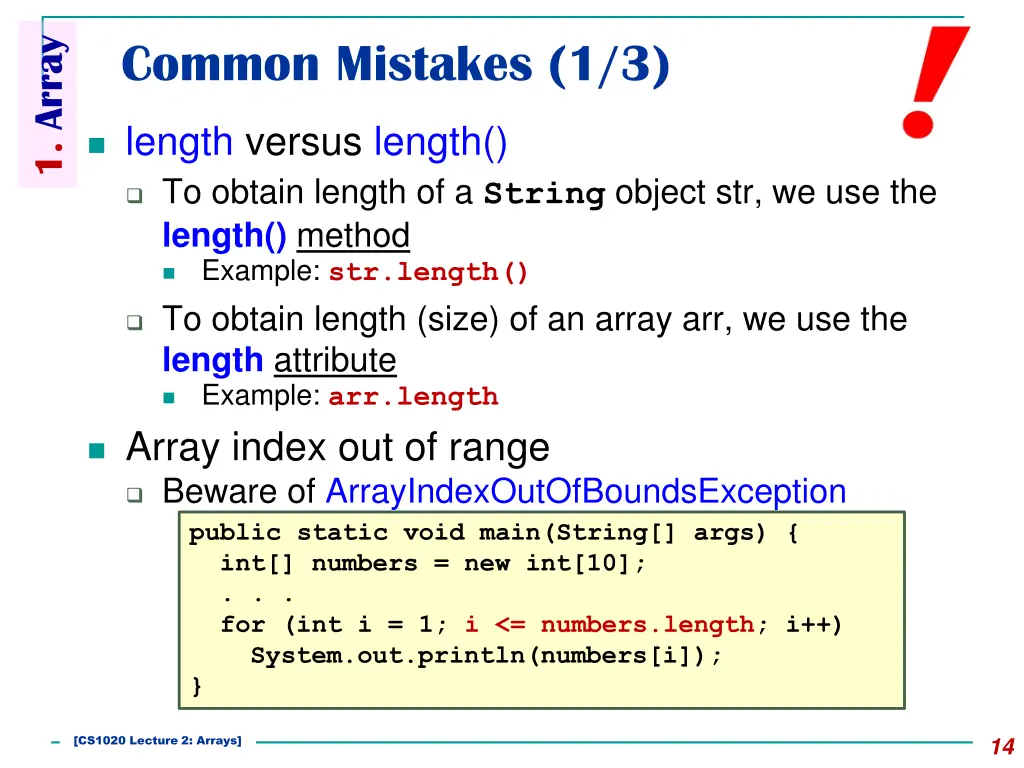 1 array 9