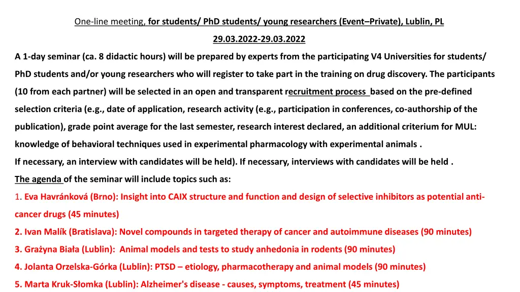 one line meeting for students phd students young