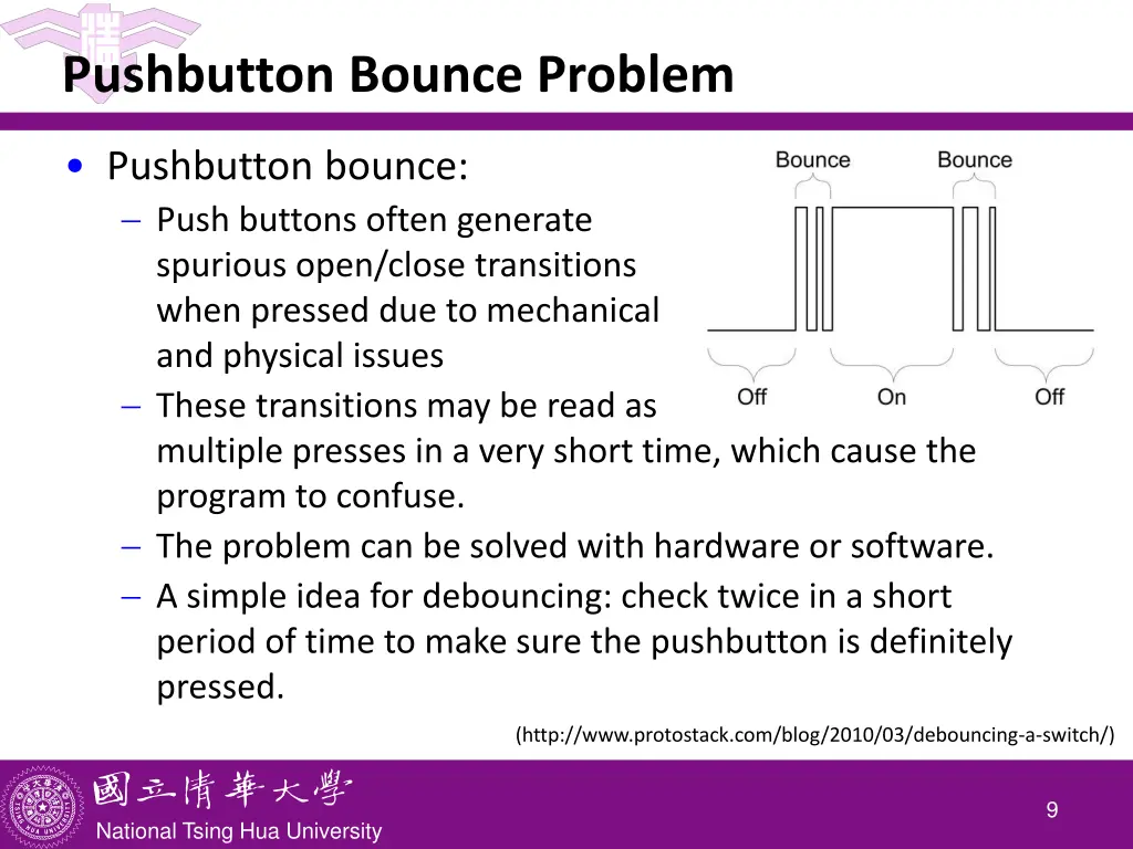 pushbutton bounce problem