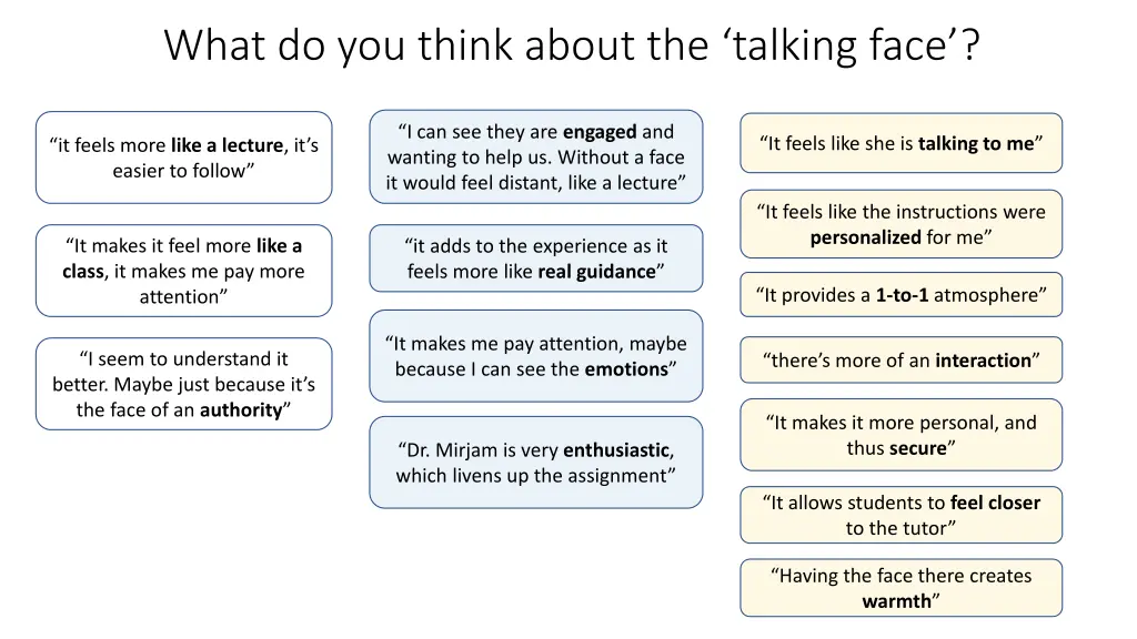 what do you think about the talking face