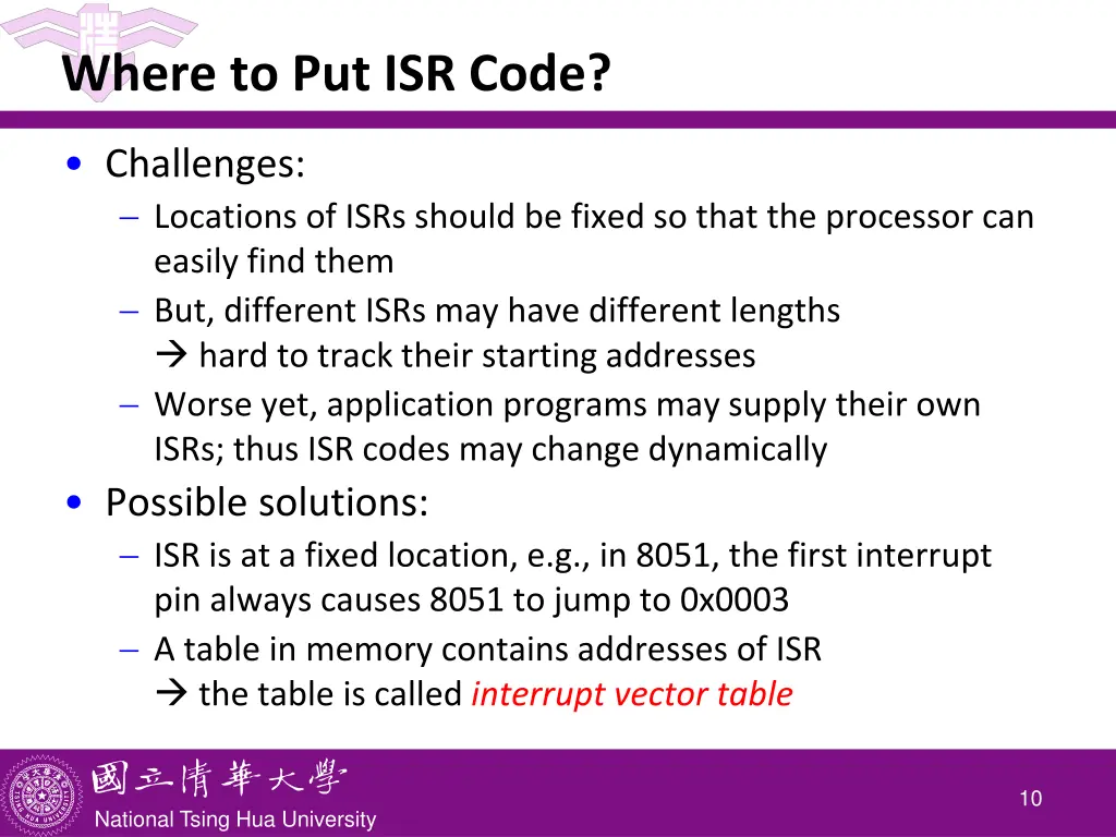 where to put isr code