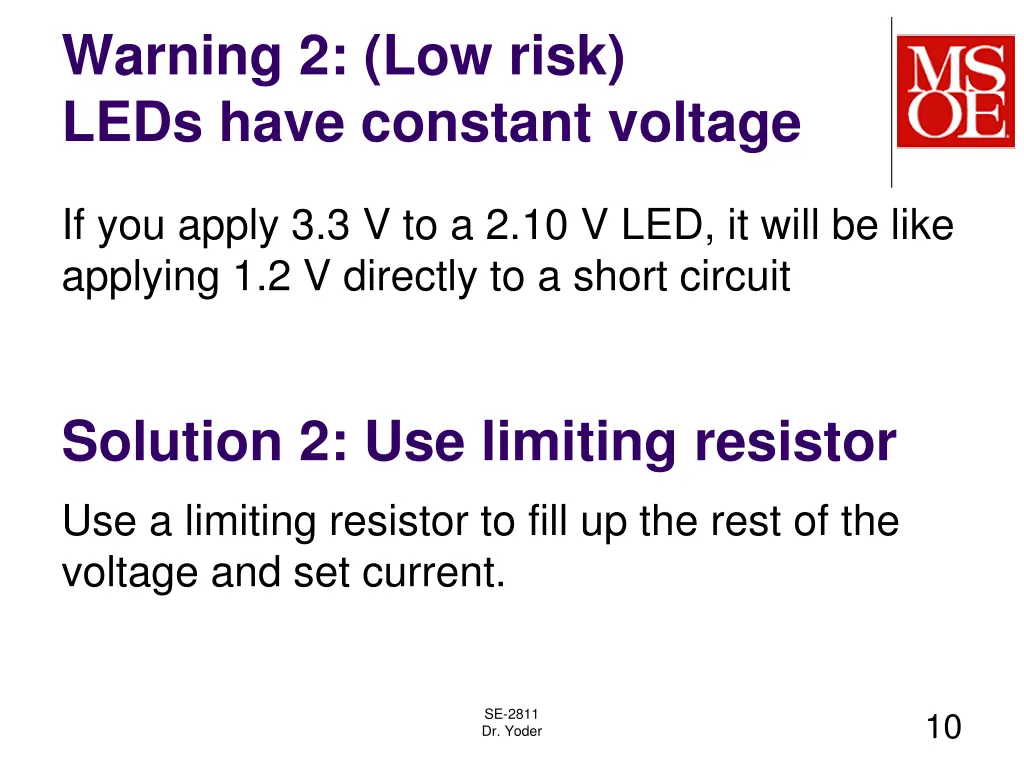 warning 2 low risk leds have constant voltage