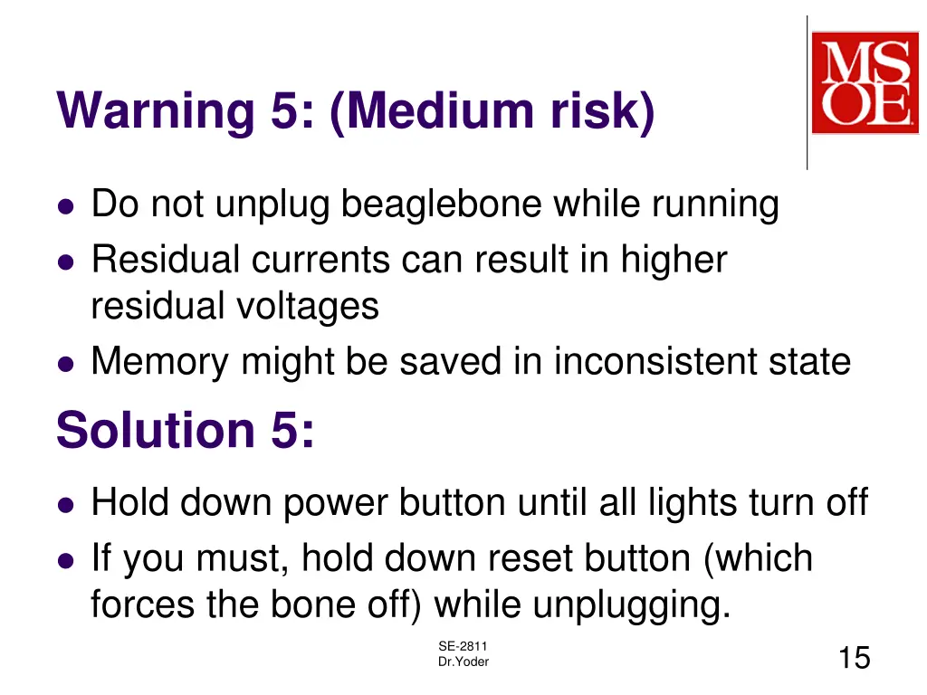 warning 5 medium risk