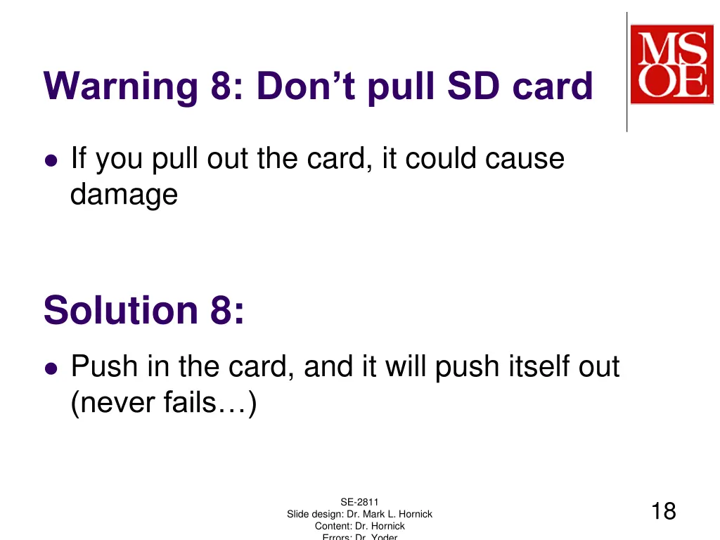 warning 8 don t pull sd card