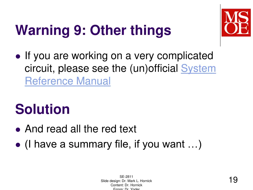 warning 9 other things