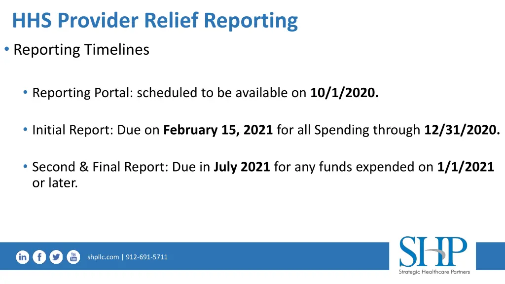 hhs provider relief reporting reporting timelines