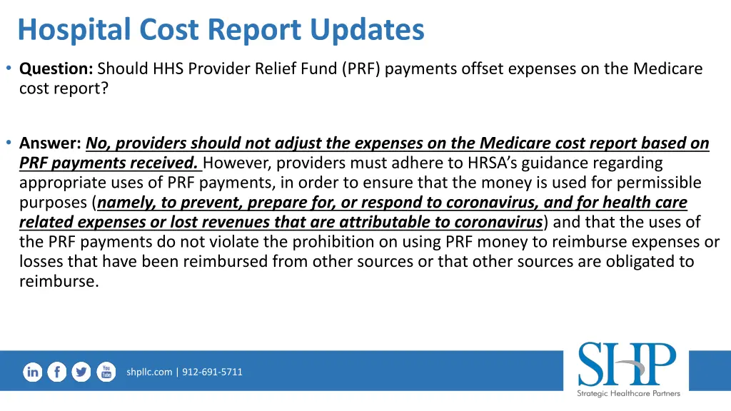 hospital cost report updates