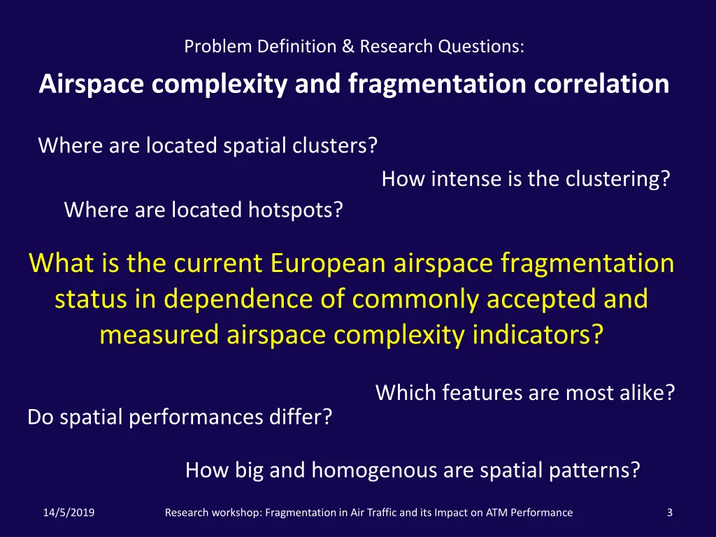 problem definition research questions airspace