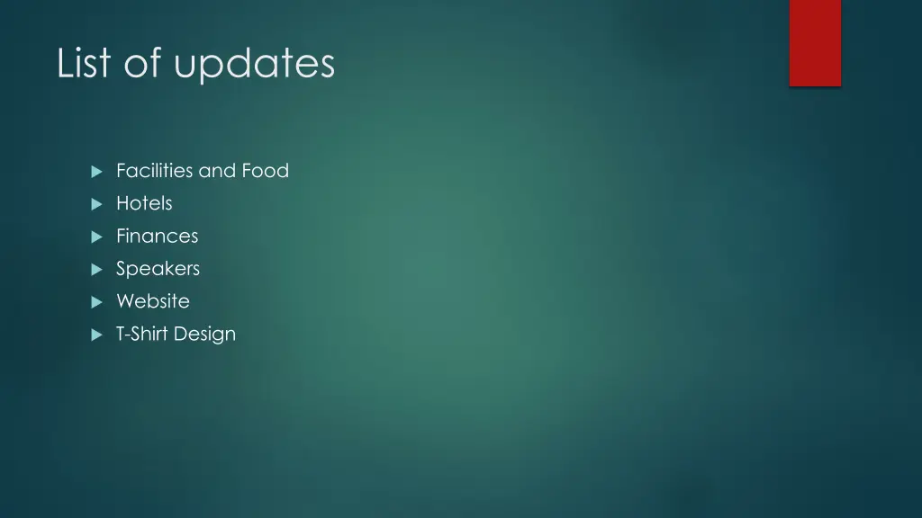 list of updates