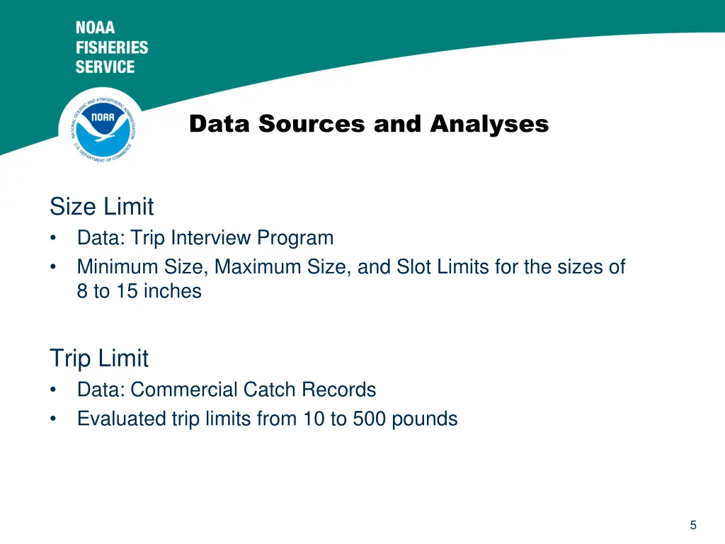 data sources and analyses