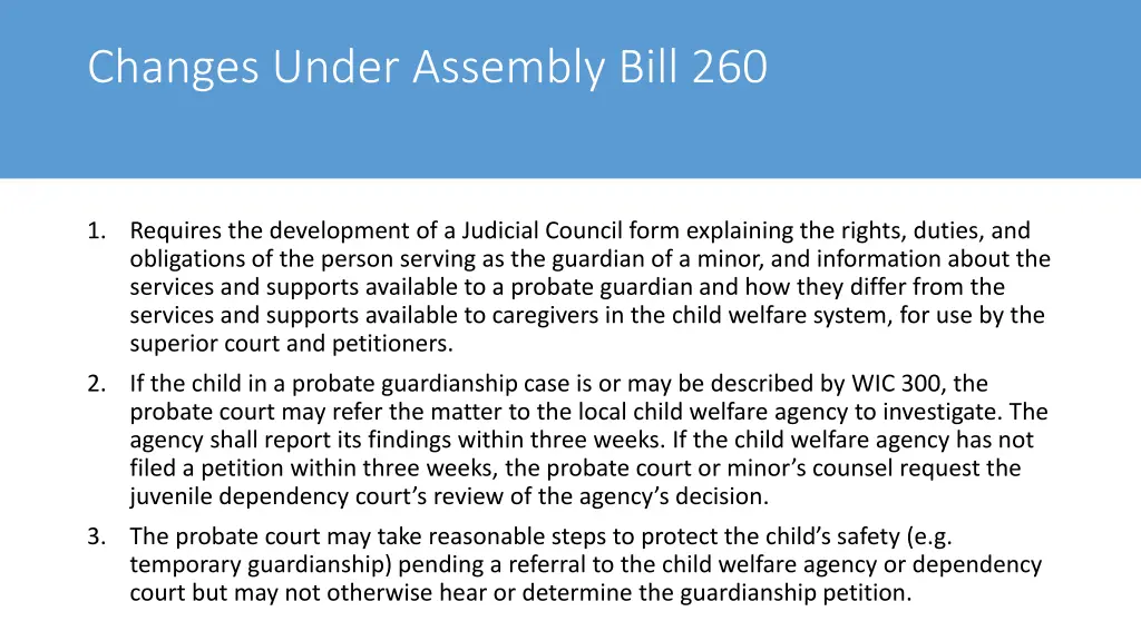 changes under assembly bill 260