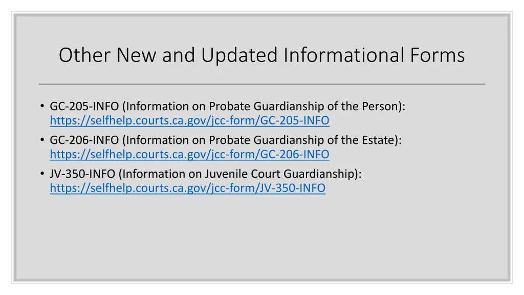 other new and updated informational forms