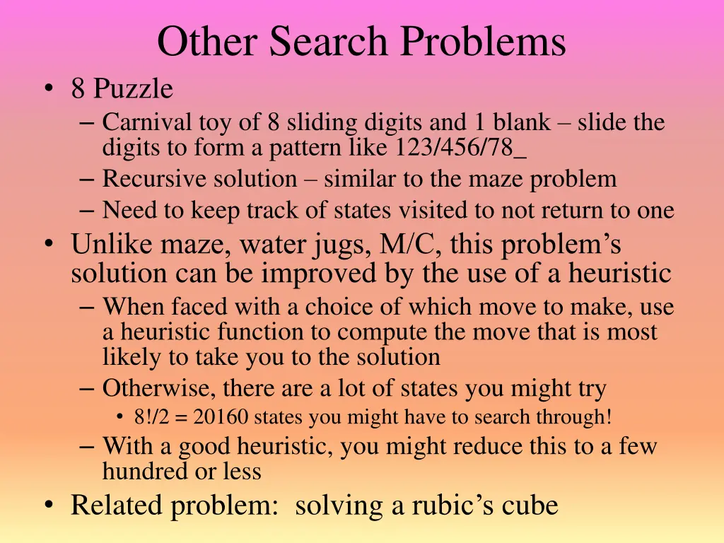 other search problems 8 puzzle carnival