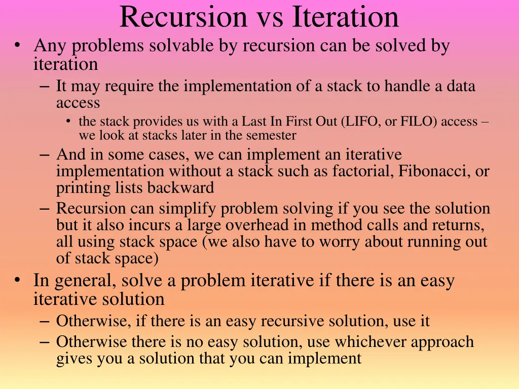 recursion vs iteration any problems solvable