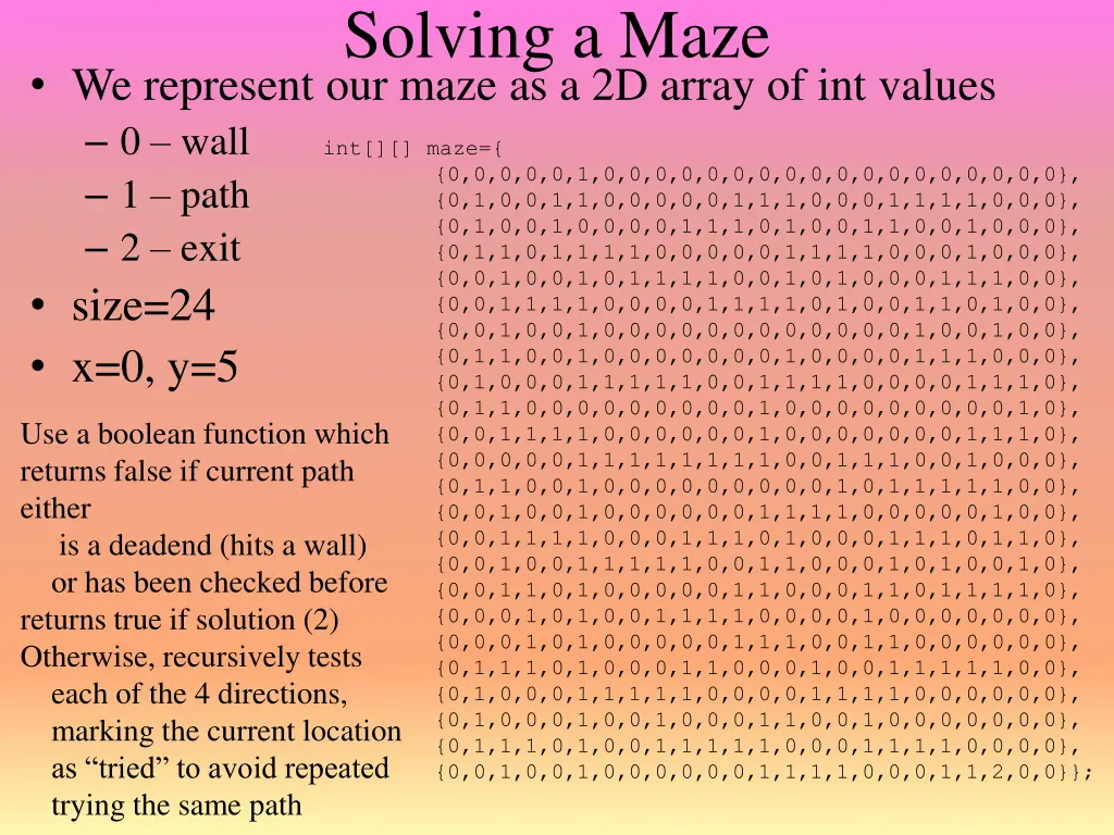solving a maze