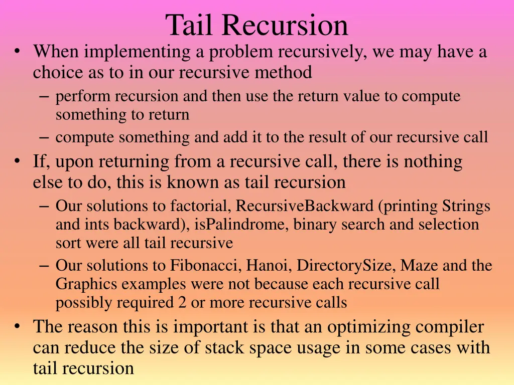 tail recursion