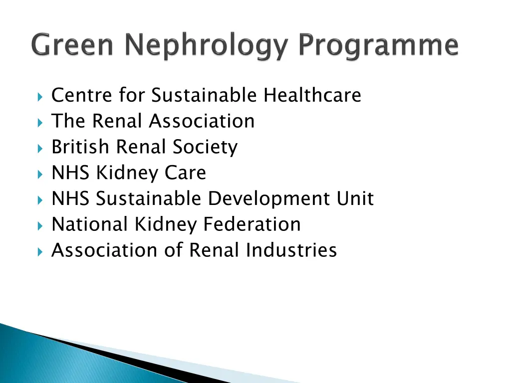 centre for sustainable healthcare the renal