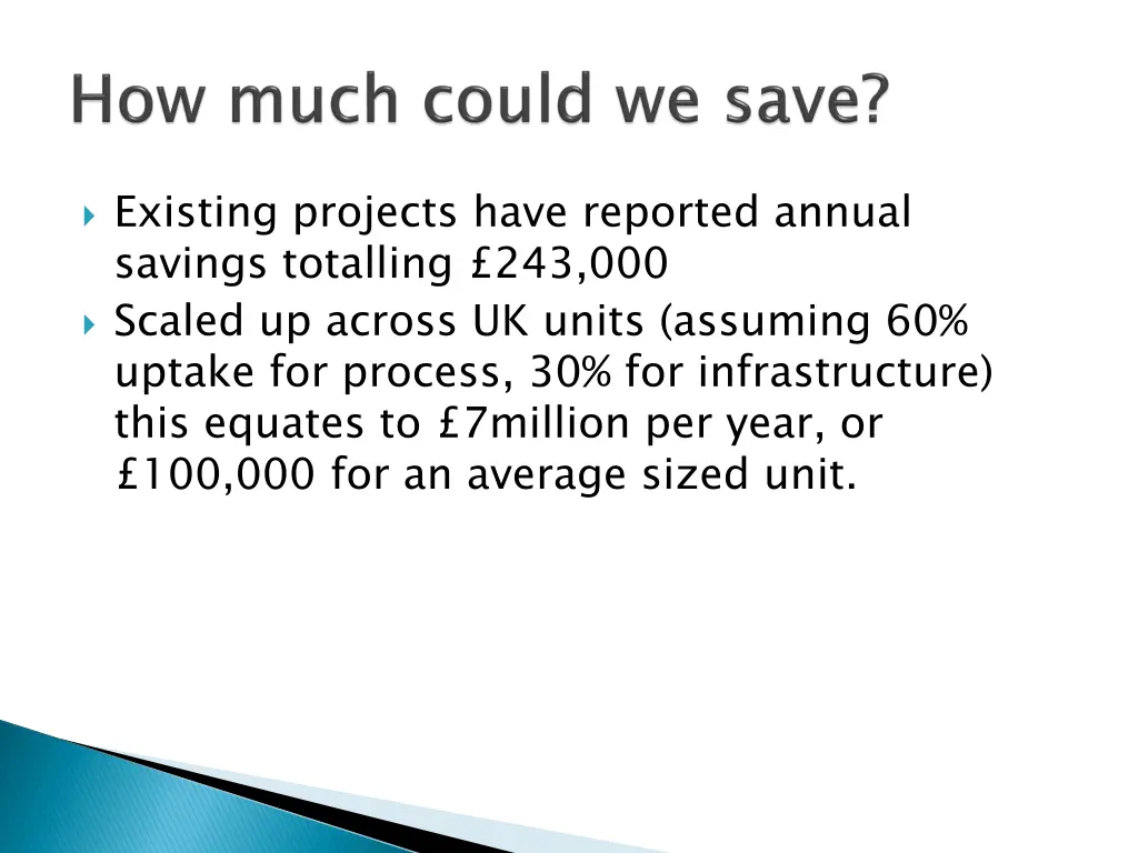 existing projects have reported annual savings